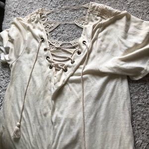 Cream open back T-shirt